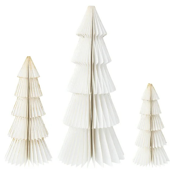 Paper Christmas Tree Tabletop Decorations, White, 3 Count, by Holiday Time | Walmart (US)