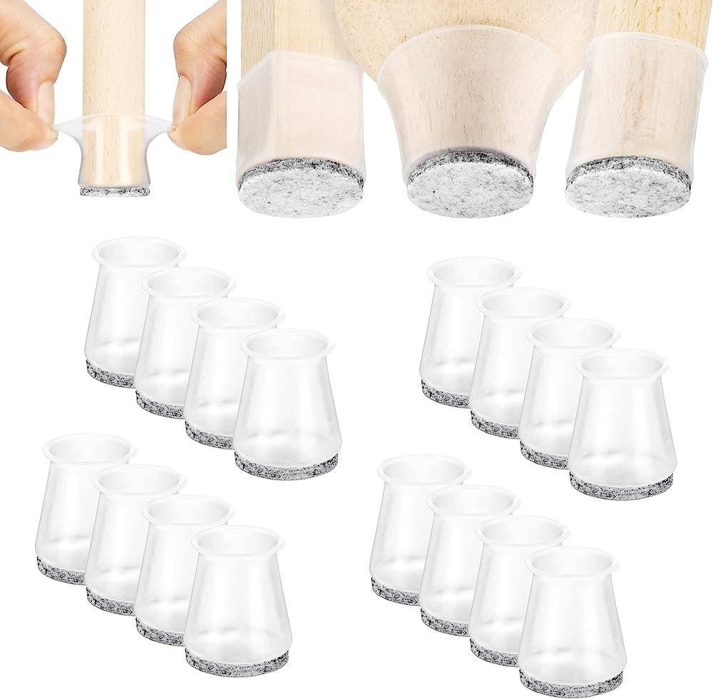 Aneaseit Chair Leg Floor Protectors - 1 1/8" x 16 pcs Clear - Felt Bottom Silicone Pads for Hardw... | Amazon (US)