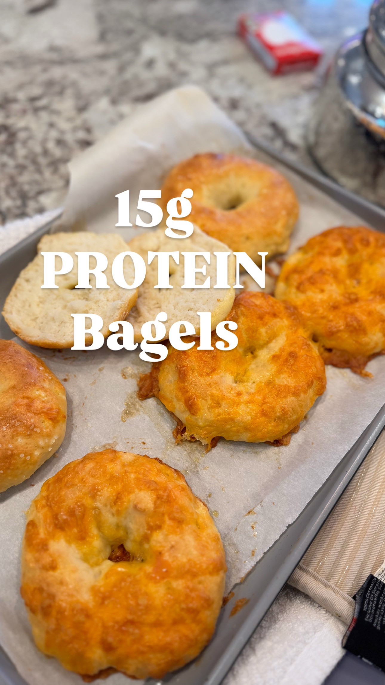 Protein bagels 

Ingredients:
	•	2 cups cottage cheese
	•	2 & 1/4 cups flour
     •    3 tsp baking powder 
     •    1tbsp milk 
     •    1 egg (for egg wash) 
     •     Shredded cheese or any additional toppings you’d like 


Preheat oven to 375°F & Line a baking sheet with parchment paper. In a bowl (or kitchen aid mixer) combine cottage cheese, flour, and baking powder. Mix until a sticky dough forms. Lightly flour your hands and surface, knead the dough for a few minutes and then divide into 6 equal portions. Roll each piece into a ball and then create a hole in the center. Whisk the egg and brush it over the tops for a golden crust then sprinkle with cheese or whatever topping you might like- (Sesame seed, everything bagel seasoning etc). Bake for 25 minutes, or until golden brown. Let them cool slightly before cutting. Enjoy!

#LTKFamily #LTKWatchNow #LTKMostLoved