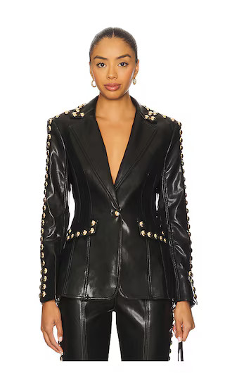 Studded Milly Jacket in Black & Gold | Revolve Clothing (Global)