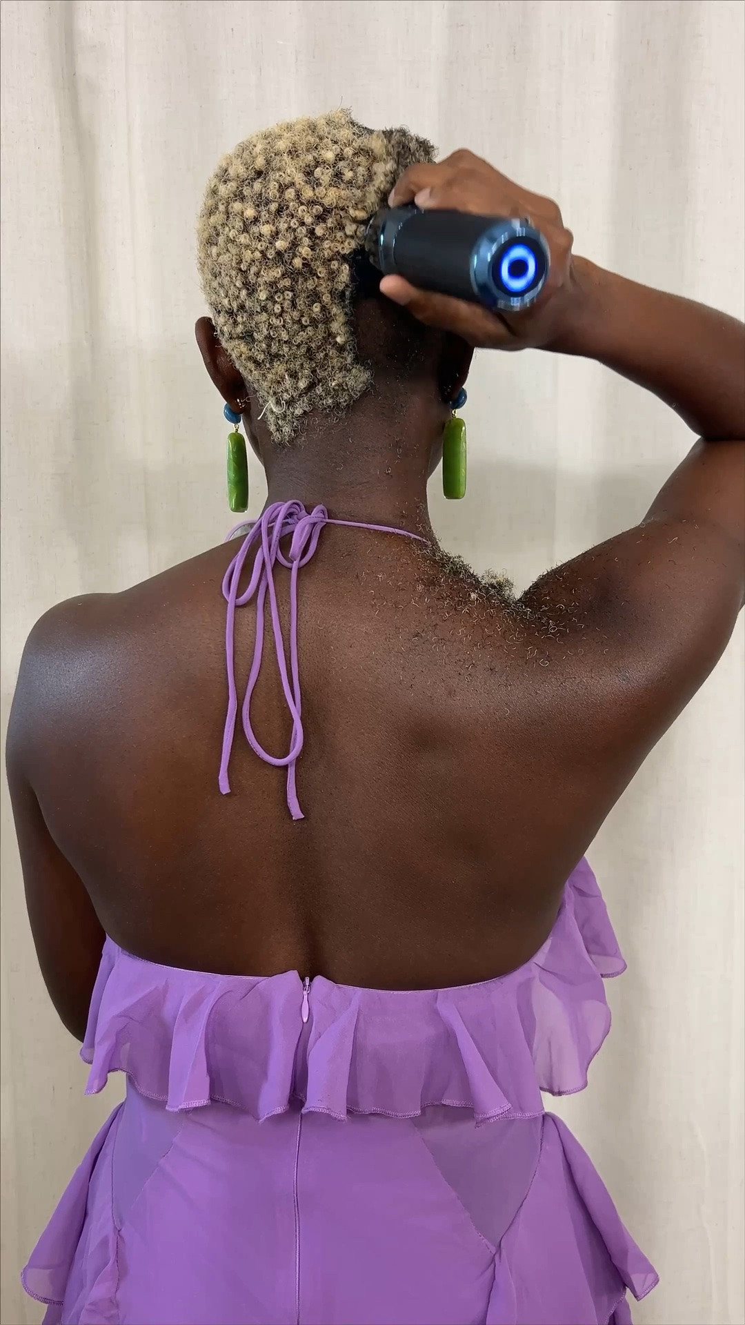 Purple ruffle halter maxi dress! Beautiful for the last of summer travel! Universal battery edger to cut my hair.

#LTKdayinmylife #LTKgrwm #LTKootd