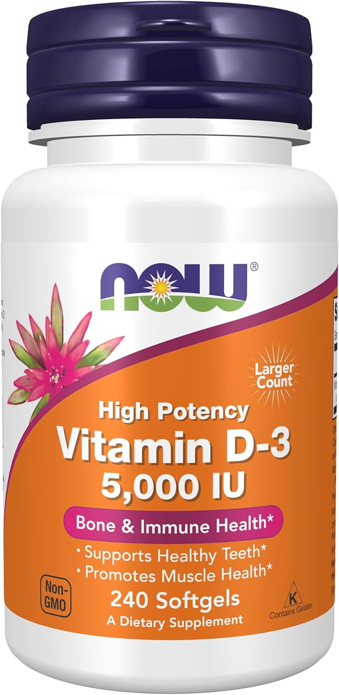 NOW Supplements, Vitamin D-3 5,000 IU, High Potency, Structural Support*, 240 Softgels | Amazon (US)