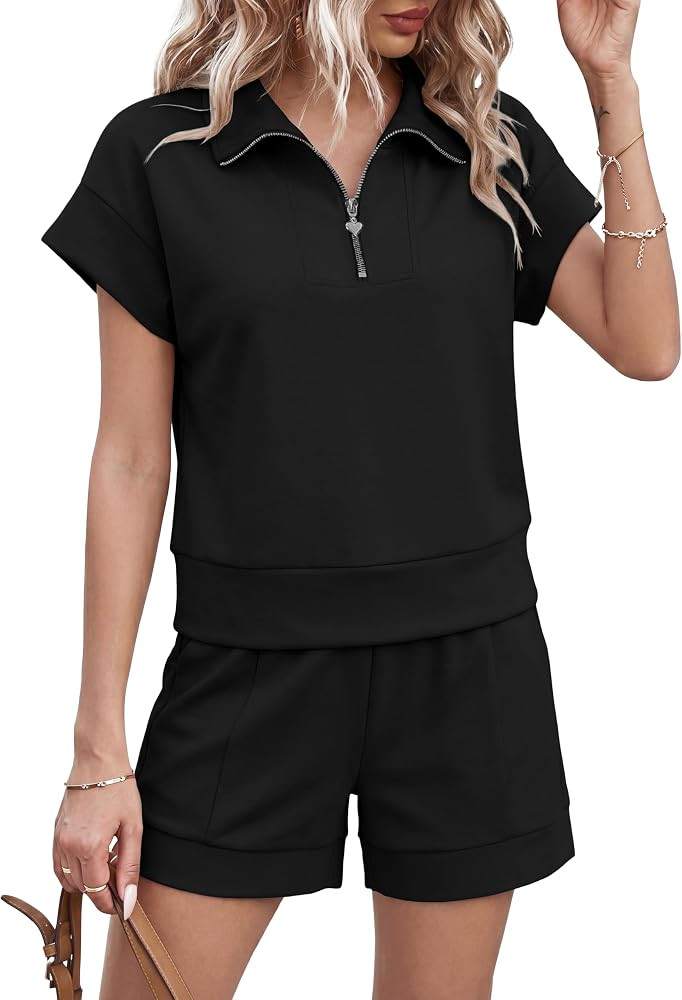 Sixstar Two Piece Sets for Women Summer V Neck Tops Wide Leg Sweatpants Sleeveless Tracksuit Travel Outfits | Amazon (US)