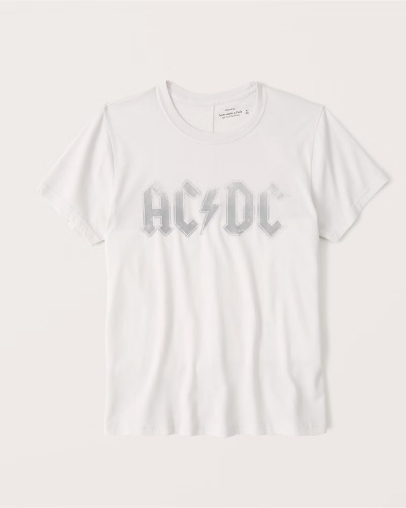 Abercrombie & Fitch Women's AC/DC 90s-Inspired Relaxed Band Tee in Ac/Dc - Size XS | Abercrombie & Fitch (US)