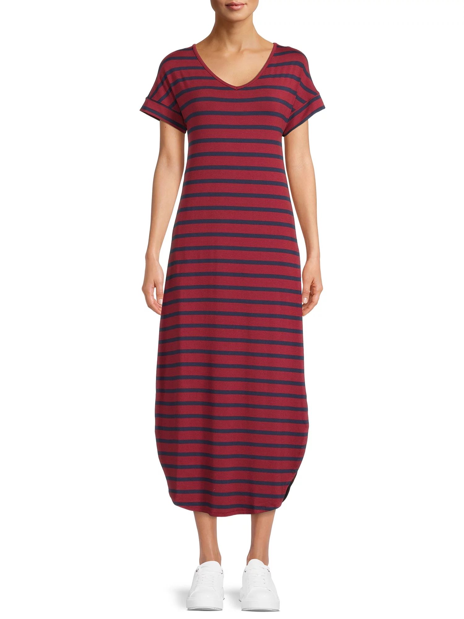 Time and Tru Women's V-Neck Maxi Dress | Walmart (US)