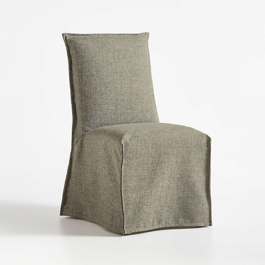 Addison Flax Linen Flange Slipcover Dining Chair | Crate & Barrel