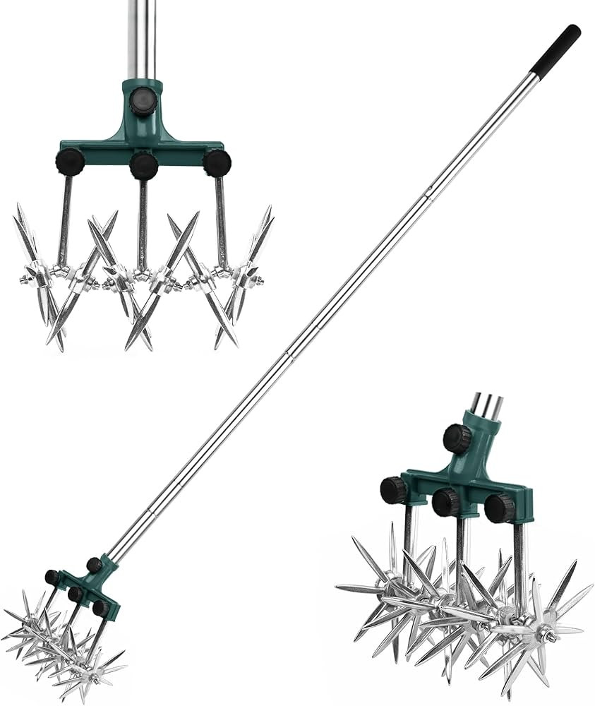 BARAYSTUS Rotary Cultivator Garden Rotary Tiller Adjustable Stainless Steel Poles Hand Tiller for... | Amazon (US)