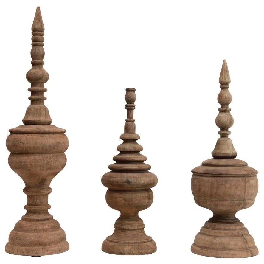 Carved Mango Wood Finials, Assorted Sizes | The Nested Fig