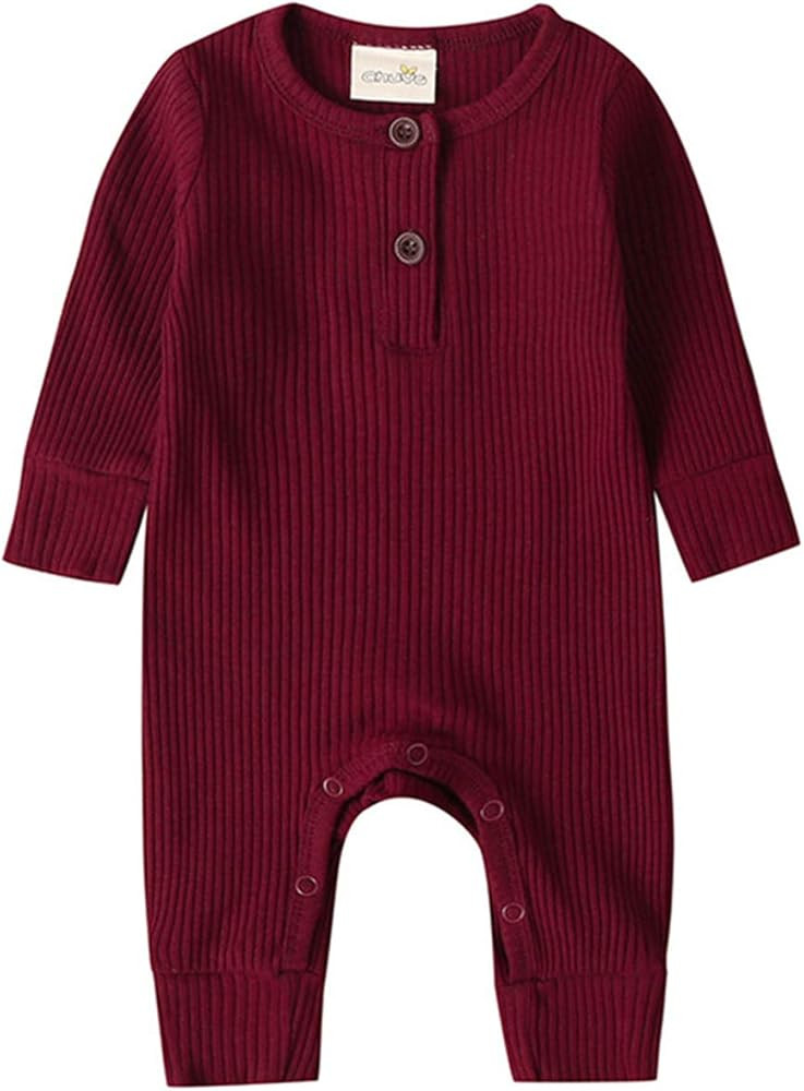 Newborn Infant Unisex Baby Boy Girl Button Solid Romper Bodysuit One Piece Jumpsuit Outfits Cloth... | Amazon (US)