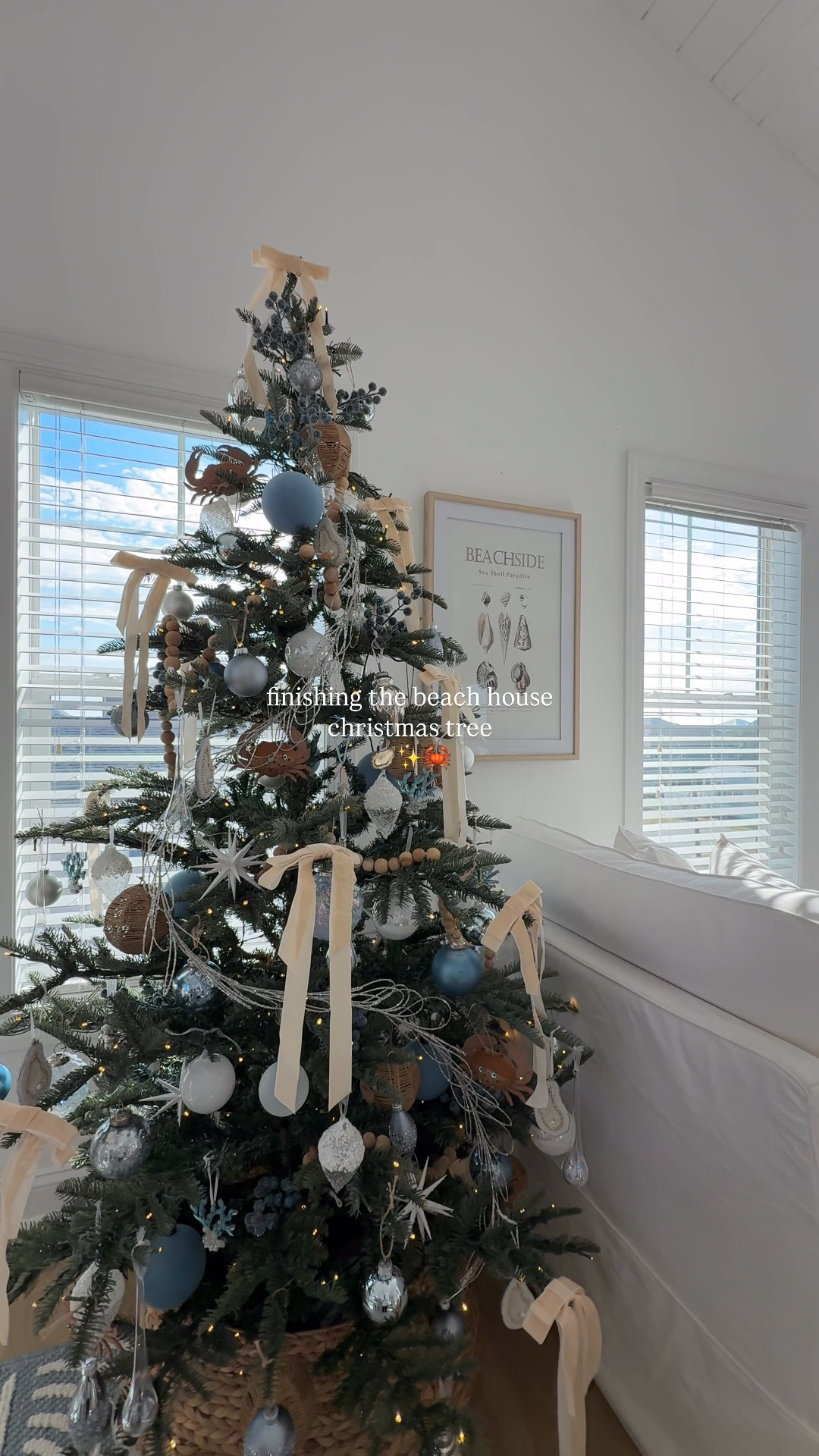 the beach tree needed just “alittle” bit more 🦪🦀 | frosted blueberries, felt crabs, velvet blue ornaments & the prettiest silver beaded garland from @homegoods completed the tree, what do you think should I add anything else?! 🤭 

#christmastree #beachchristmas #coastalchristmas #christmasdecor #holidayseason #homegoodsfinds #kingofchristmas 

#LTKHoliday #LTKSeasonal #LTKHome