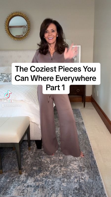 The coziest outfit you’ll wear everywhere. New color!
Half zip long sleeve top XS
wide leg pants XS petite
kimbentley, ootd, petite style 
Spanx

#LTKVideo #LTKover40 #LTKfitness