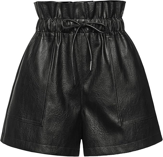 QIANXIZHAN Women's Leather Shorts, Faux High Waisted Wide Leg Sexy Shorts SP | Amazon (US)