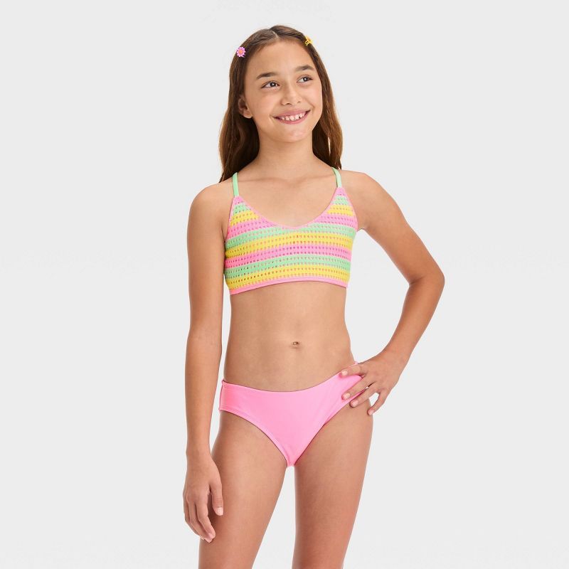Girls' 'Crochet Craze' Solid Bikini Set - art class™ Pink | Target