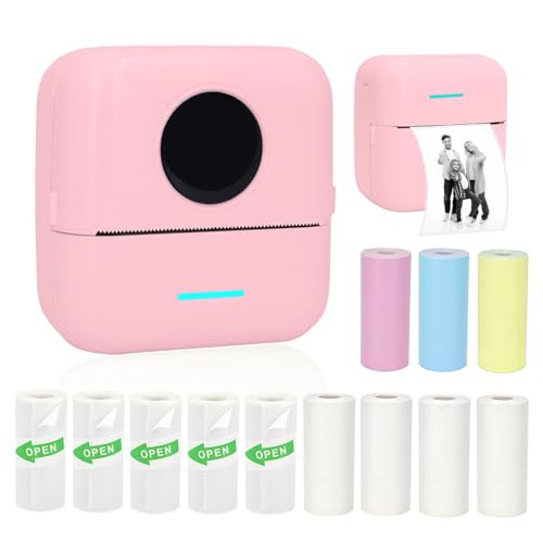 Vicbear Mini Portable Printer, Inkless Sticker Printer with 12 Rolls Paper, Thermal for Notes/Photos/Stickers/Labels/Receipts, Compatible with iPhone, Android Phone & Tablet, Pink | Amazon (US)