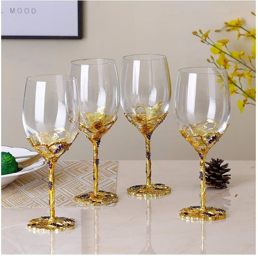 Glass wine glass Creative Enamel Color Crystal Red Wine Glass Decanter Set Goblet Wedding Glasses... | Amazon (US)