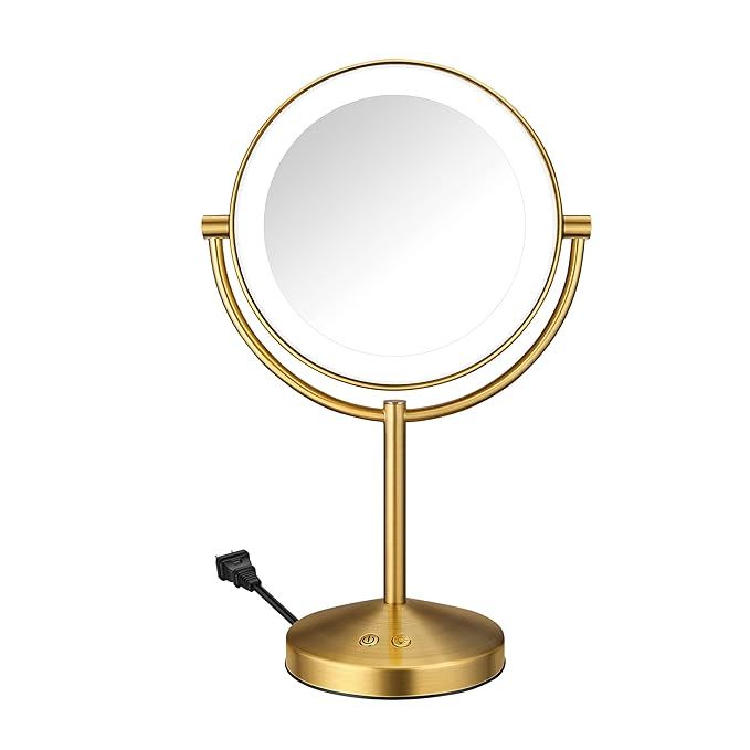 Conair Lighted Makeup Mirror, LED Vanity Mirror, 1X/10x Magnifying Mirror, Corded in Brushed Bras... | Amazon (US)