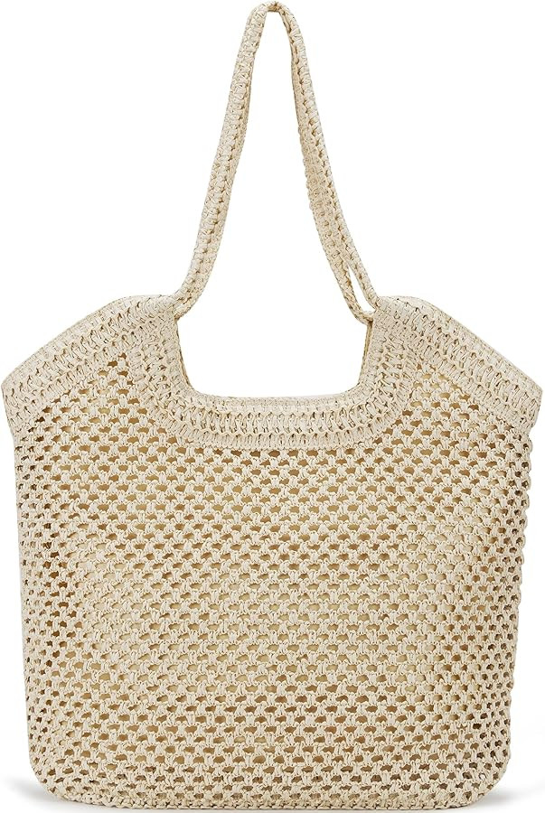 Large Straw Mesh Beach Bag The Tote Shoulder Bag for Women Beach Vacation Essentials Clutch Purse... | Amazon (US)