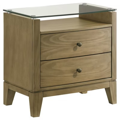 Coaster,Granada 2-drawer Glass Top Nightstand Natural Pine | Target