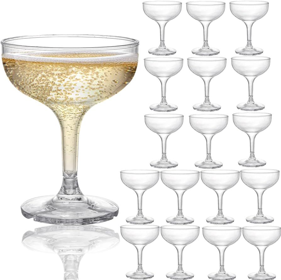 Peohud Set of 18 Coupe Cocktail Glasses, 5 Oz Unbreakable Acrylic Martini Glasses, Reusable Champ... | Amazon (US)