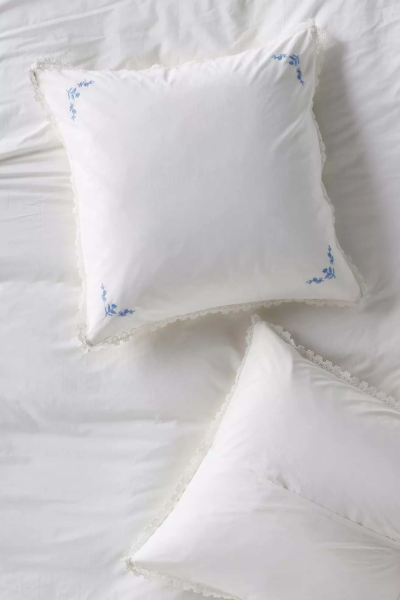 Leslie Cotton Percale Floral Embroidered Euro Sham | Anthropologie (US)