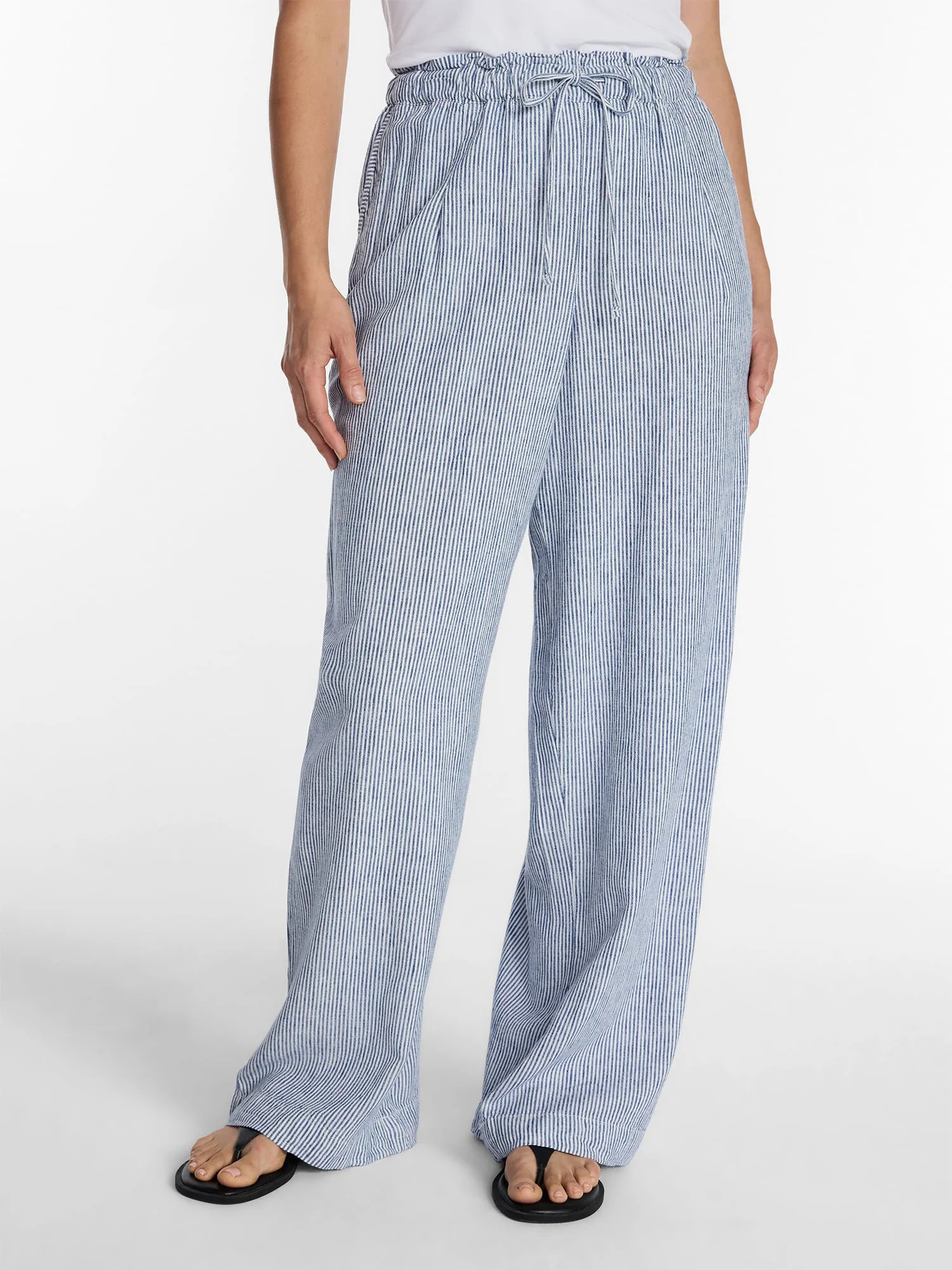 Time and Tru Women's Wide Leg Linen Blend Pants, Sizes XS-XXXL | Walmart (US)