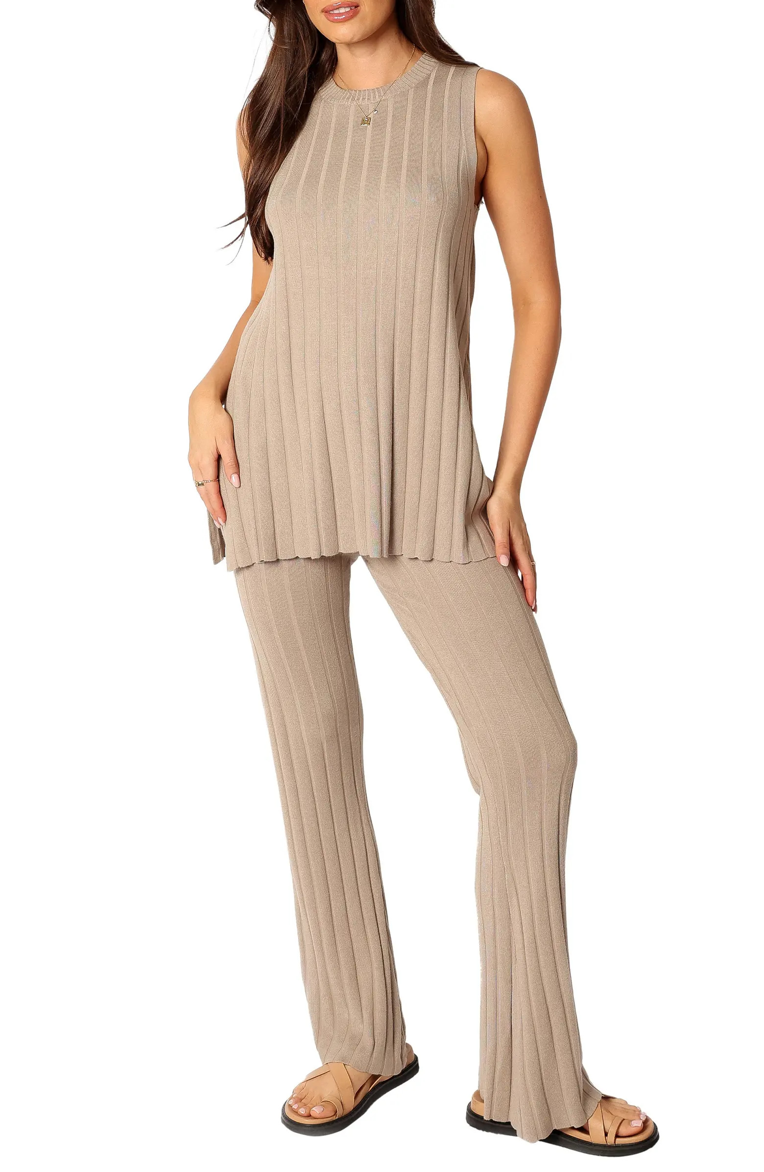 Silvie Wide Rib Sweater Tank & Straight Leg Pants Set | Nordstrom