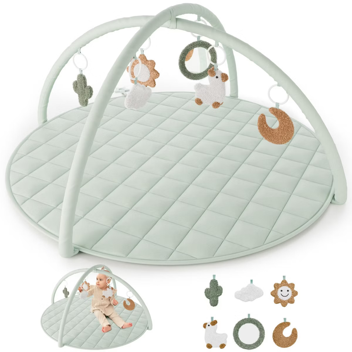 Baby Play Gym & Tummy Time Mat - Soft Cotton Mat with 6 Toys for Boys/Girls - Stylish Activity Pl... | Target