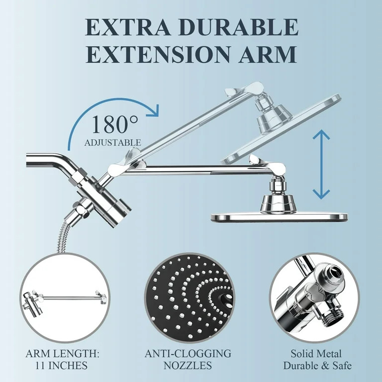 Ophanie 12 Inch High Pressure Rain Shower Head Combo with Adjustable Extension Arm - Wide Rainfal... | Walmart (US)