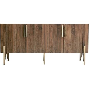 Roomfitters Mid Century TV Stand Media Console, Side Board with Gold Legs, Warm Walnut | Amazon (US)