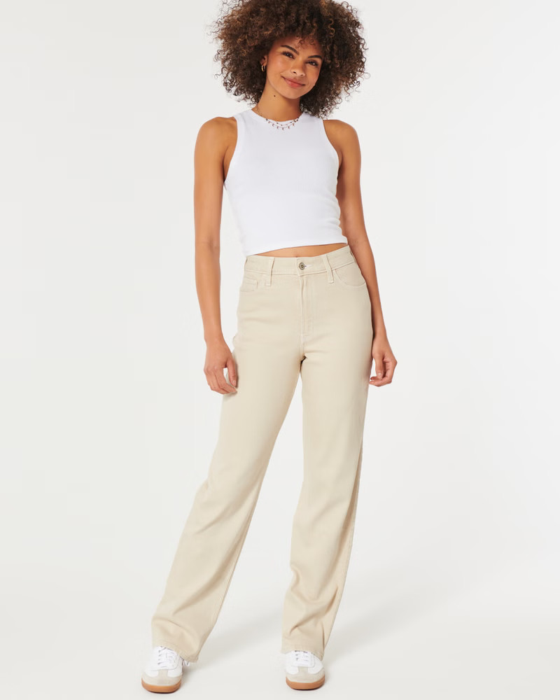 Ultra High-Rise Cream Dad Jeans | Hollister (US)