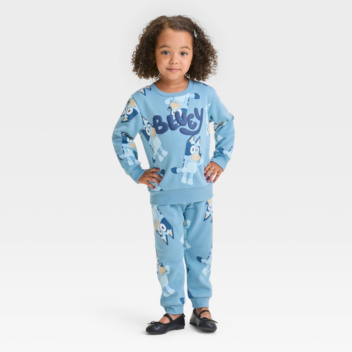 Toddler Girls' Bluey Fleece Top and Bottom Set - Blue | Target