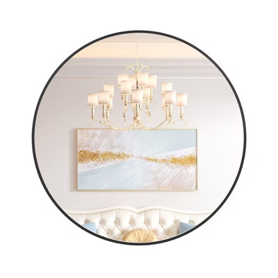 32 inch Circle Mirror, Large Round Mirror, Black Metal Frame Round Mirror for Wall, Round Bathroom Mirror for Entryway, Bedroom, Vanity | Target