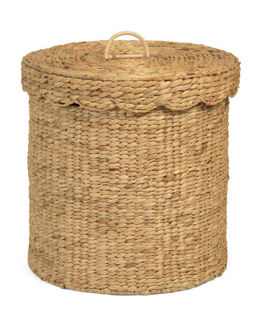 Water Hyacinth Ricenut Weave Round Basket | TJ Maxx