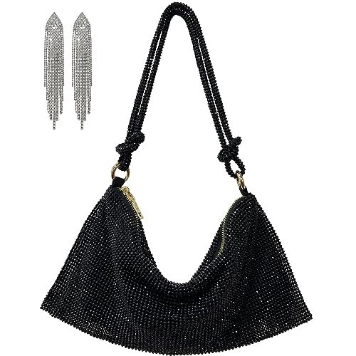 Rumdin Rhinestone Purse Chic Rhinestone Clutch Bag Black Women's Evening Handbags Sparkly Purse Hobo Bags for Women | Amazon (US)