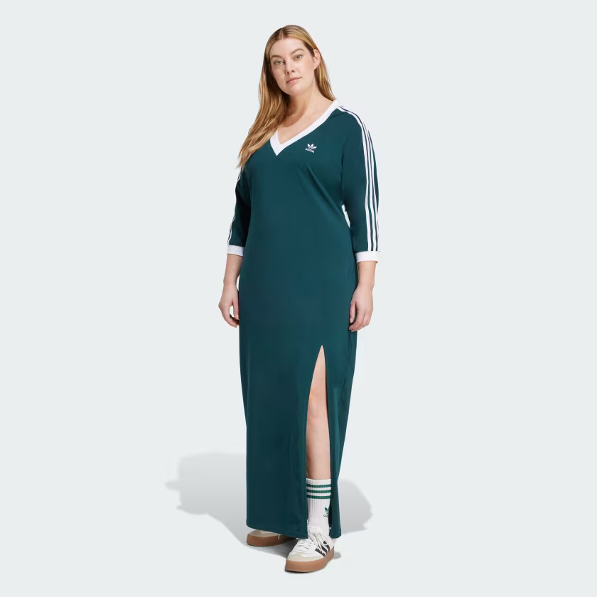 Adicolor Classics 3-Stripes V-Neck Maxi Dress (Plus Size) | adidas (US)