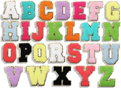 26 Pieces Glitters Patches Iron on Letters Chenille A-Z Patches Decorative Repair Embroidered Patche | Amazon (US)