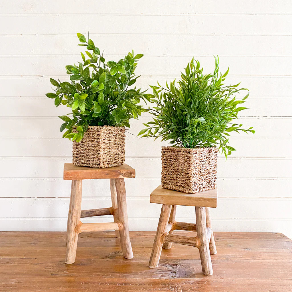 Woodland Square Tall Teak Stand 2 sizes | Purple Rose Home