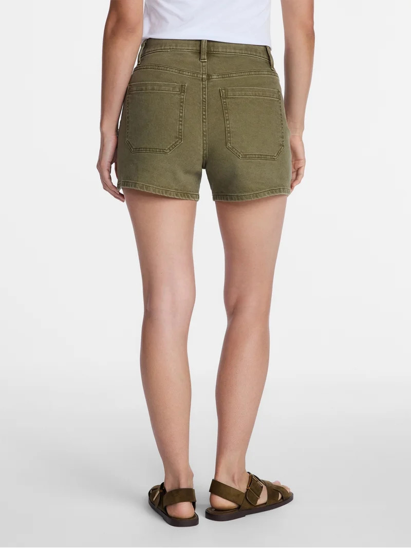 Time and Tru Women's High Rise Patch Pocket Denim Short, 4" Inseam, Sizes 0-20 | Walmart (US)