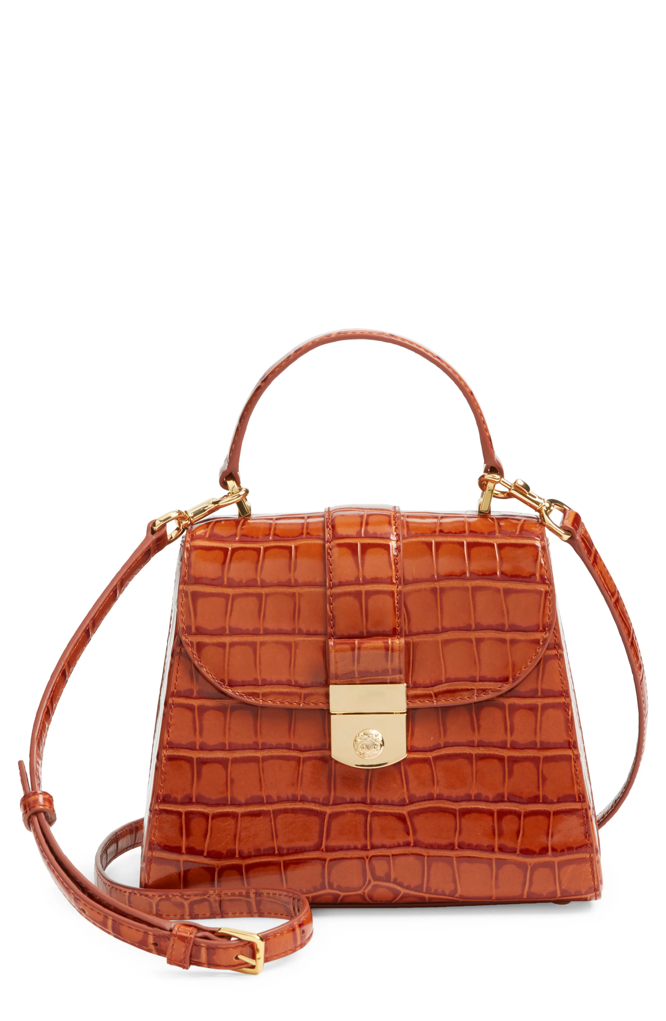 Crest Lock Croc Embossed Leather Top Handle Bag (Women) | Nordstrom | Nordstrom