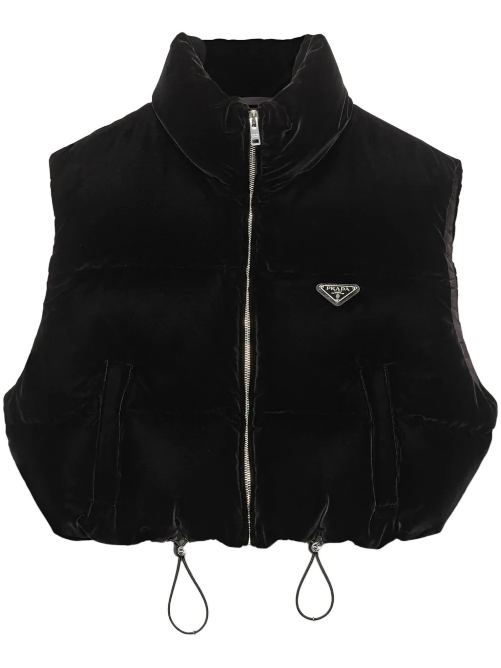 Prada Velvet Down Vest | Black | FARFETCH AR | Farfetch Global