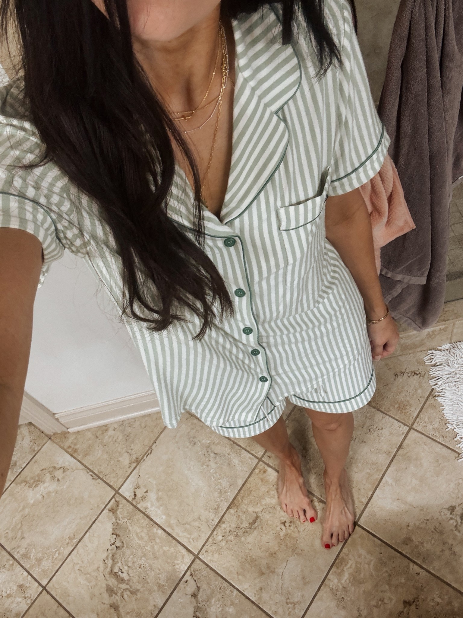 The softest pjs from @Cozy Earth - I’m obsessed. This color combo is so adorable but also, they keep you warm and cool! It’s amazing 