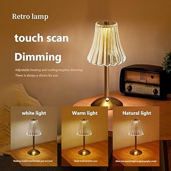 Crystal Table Lamp, Dimmable 3 Colors LED Romantic Diamond Crystal Lamp, Rechargeable Touch Lamp ... | Amazon (UK)