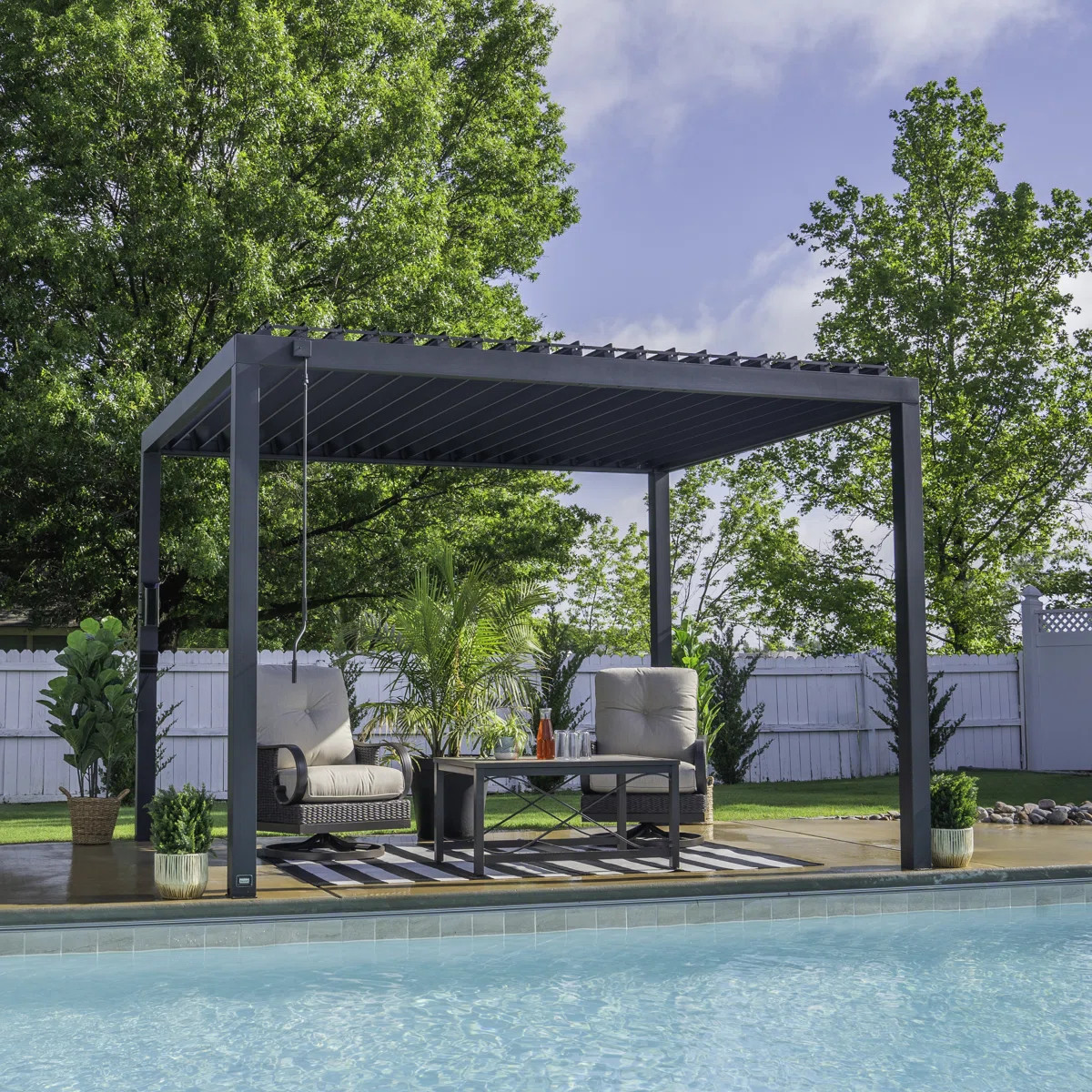 Backyard Discovery Sarasota 12' x 10' Galvanized Steel Outdoor Louvered Pergola Kit with Adjustab... | Wayfair North America