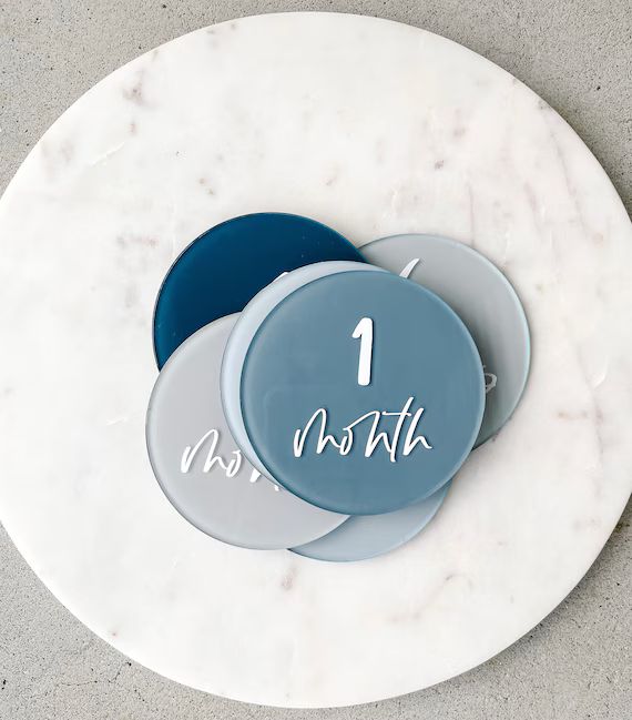 Monthly Milestone Markers Acrylic Discs Baby Boy Blue Gray Navy Colors Baby First Year Newborn Sh... | Etsy (US)