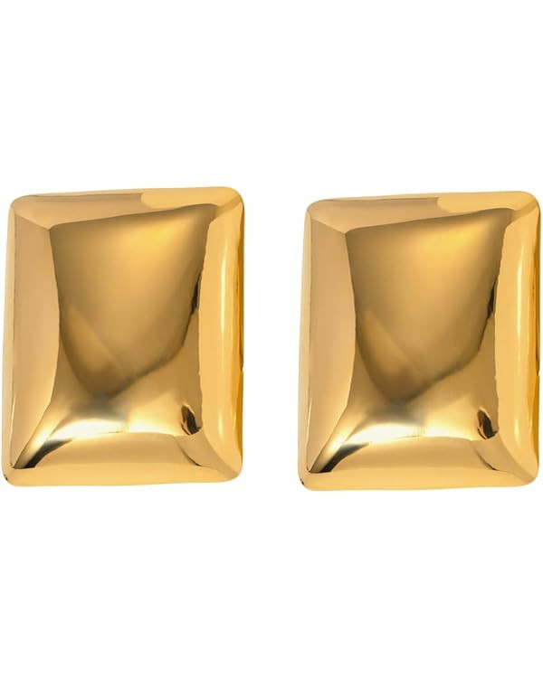 Square Gold Statement Earrings – Modern Lightweight Fashion Jewelry for Women | Amazon (US)