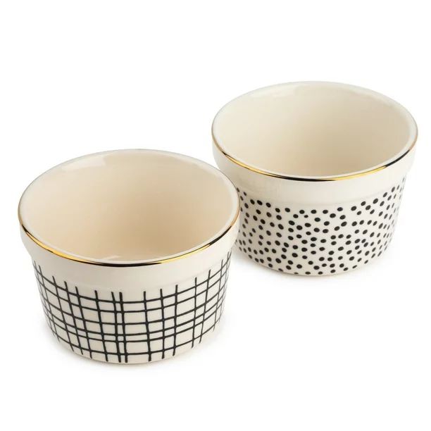 Thyme & Table Stoneware Ramekin, Black & White Dot, 2-Pack | Walmart (US)