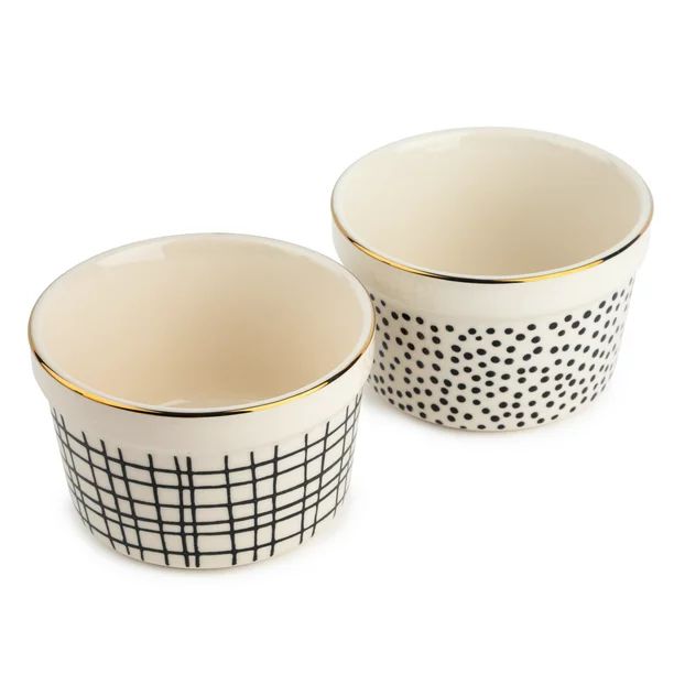 Thyme & Table Stoneware Ramekin, Black & White Dot, 2-Pack - Walmart.com | Walmart (US)