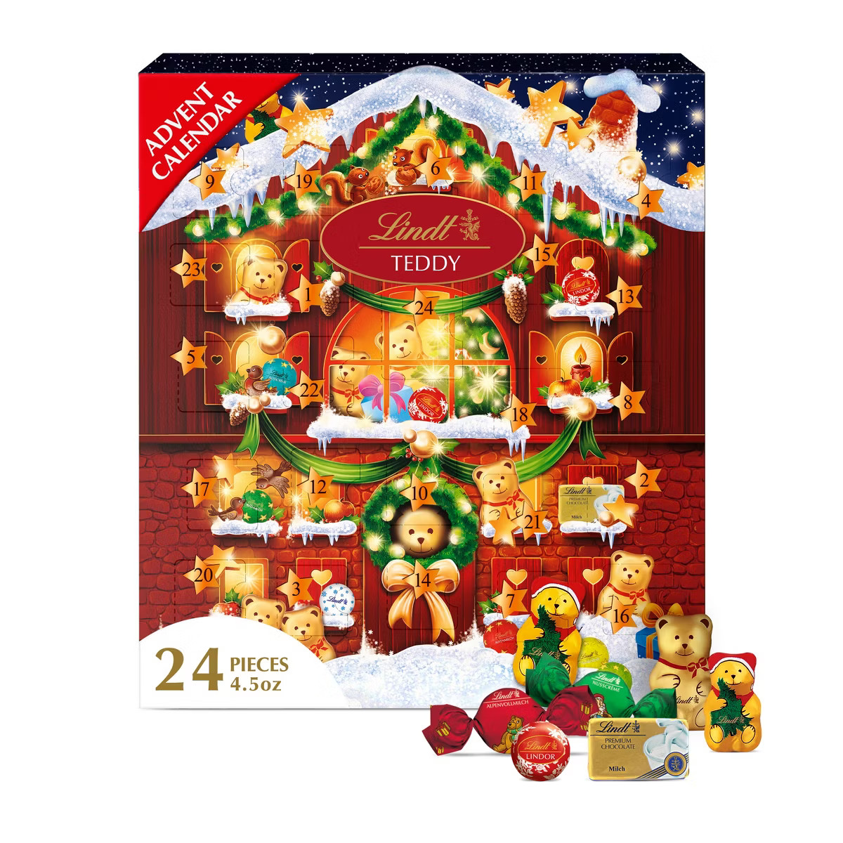 Lindt Christmas Teddy Bear Chocolate Candy Advent Calendar - 4.5oz | Target