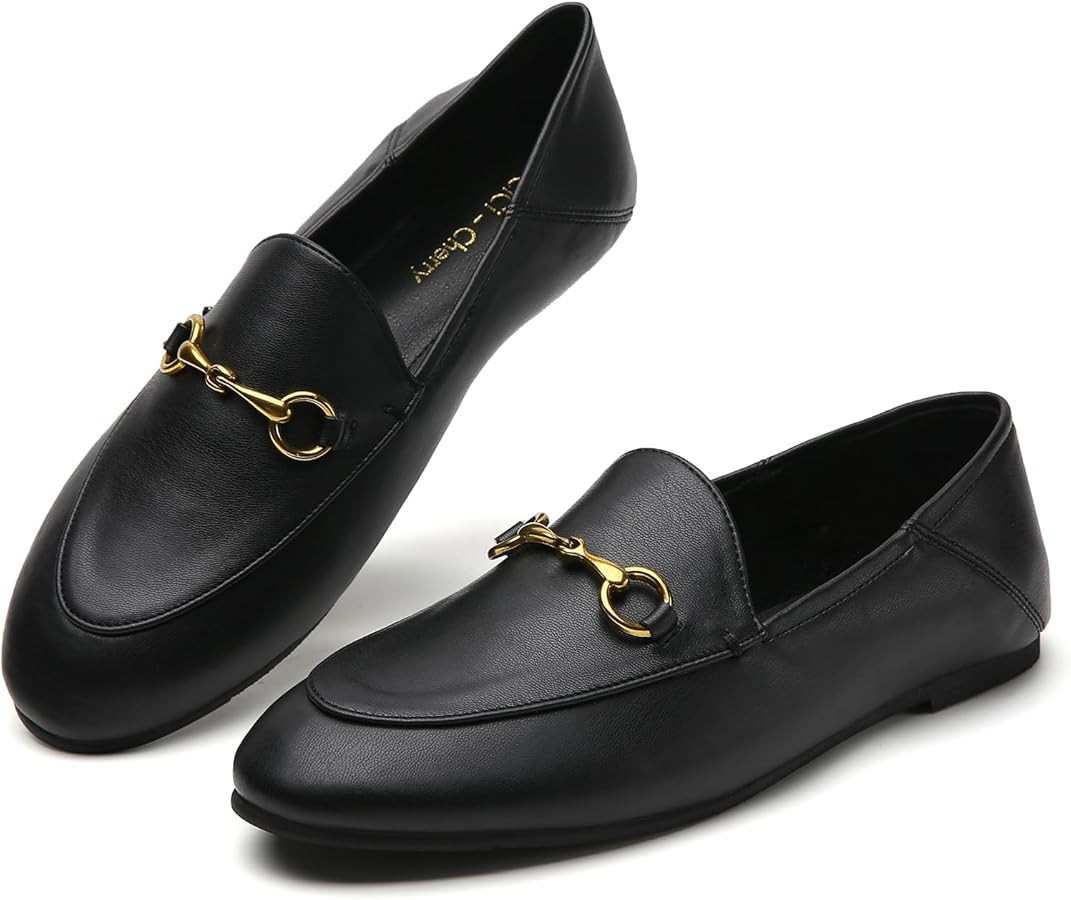 Casual Buckle Loafers for Women Work Flats Round Toe Business Backless Ballet Flats Metal Décor ... | Amazon (US)