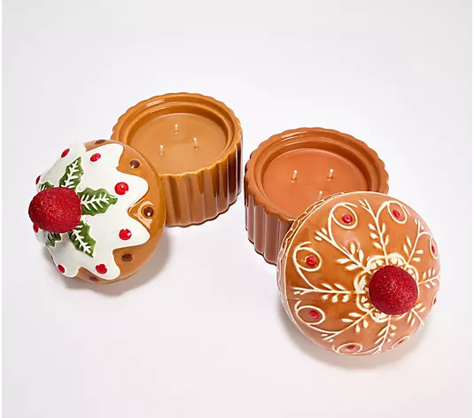 HomeWorx by Slatkin + Co. S/2 6oz Cookie Exchange Ceramic Candles - QVC.com | QVC